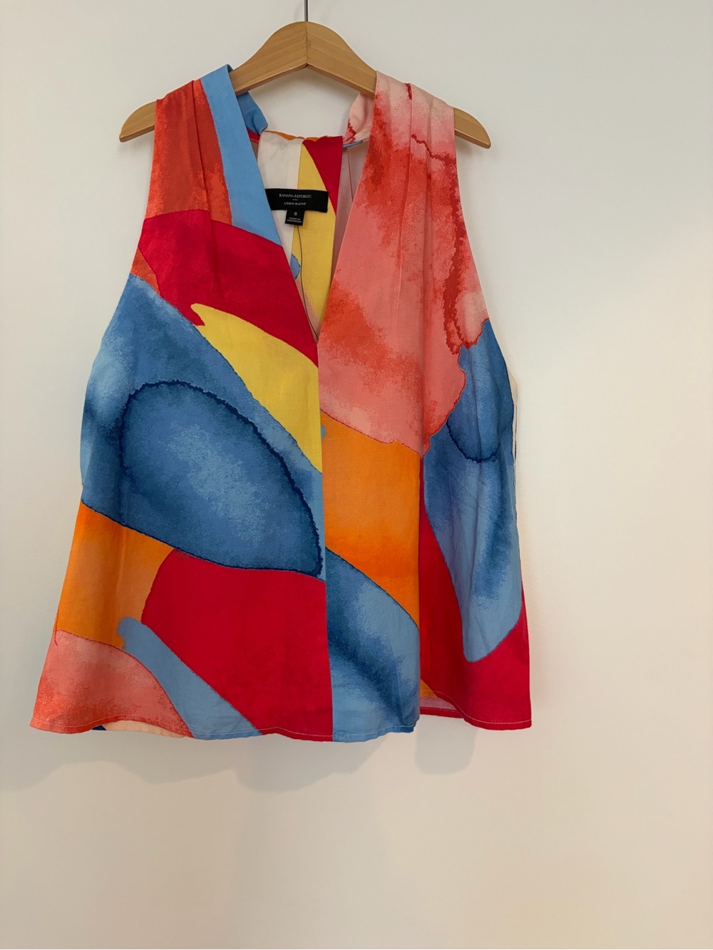 Multicolor Abstract Print Linen Top -Banana Republic